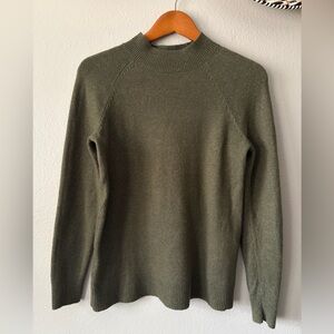 LOFT Petite Merino Wool Blend Olive Green Knit Mock Neck Sweater Women Small